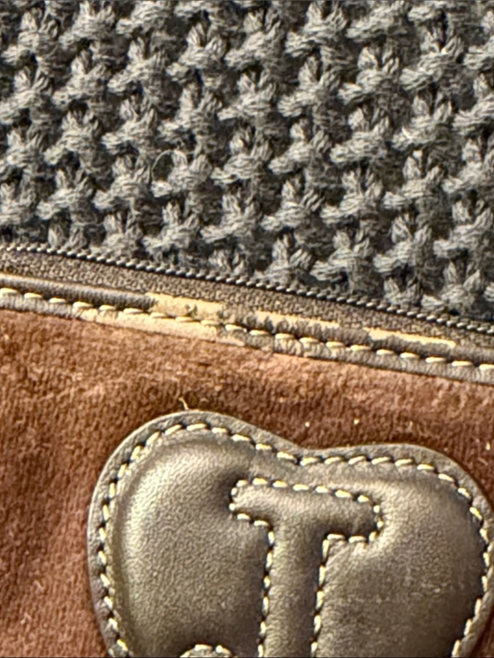 Juicy Couture Brown Suede Coin Pouch with Gold Embroidery